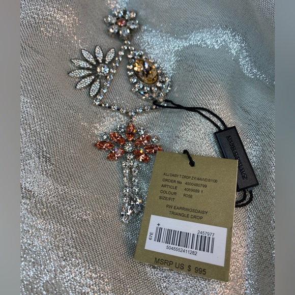 BURBERRY LJ🌼DAISY T Drop Earring🔥Asymmetrical LOOK🌼Retail $995🔥NWT/Box🎁ROSE - Picture 6 of 17